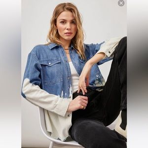 XS NWT RAILS Turner Bleached Denim Button Up Shirt